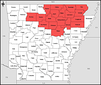 Map of Declared Counties for Disaster 1450