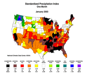 Click here for map showing January 2003 1-month Standardized Precipitation Index