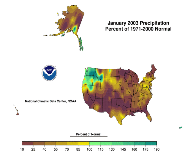 Percent of Normal Precipitation for year-to-date