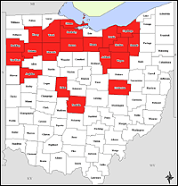 Map of Declared Counties for Disaster 1444