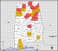 Map of Declared Counties for Disaster 1399