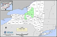 Map of Declared Counties for Emergency 3195