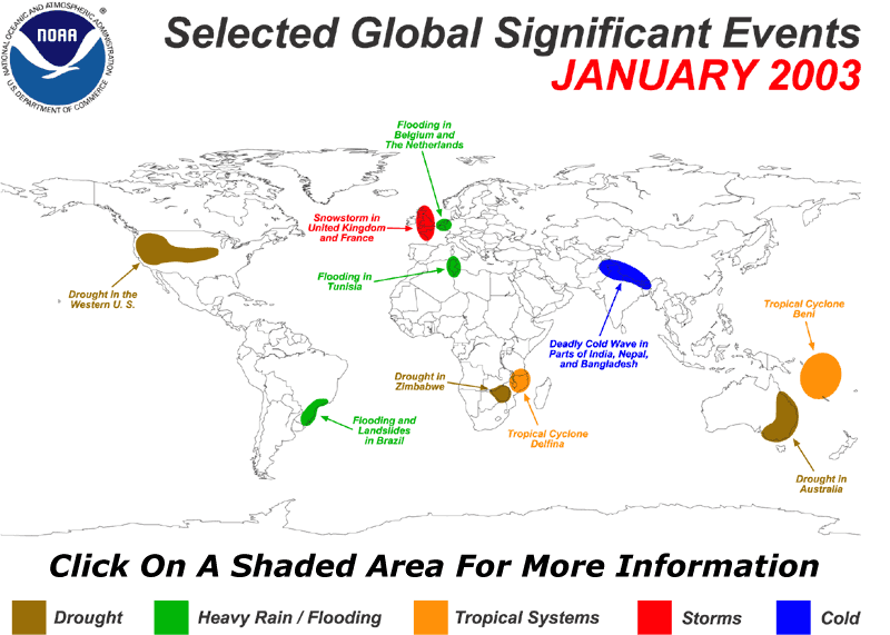 Map of Selected Global Significant Events during January 2003 