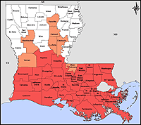 Map of Declared Counties for Disaster 1437