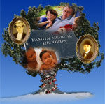 image of tree with people, family records, and a dna strand