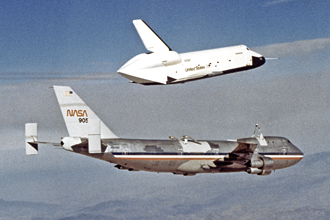 Shuttle Enterprise separates from the 747.