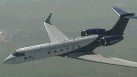photo of HIAPER, a modified Gulfstream V jet, the nation's most advanced research aircraft