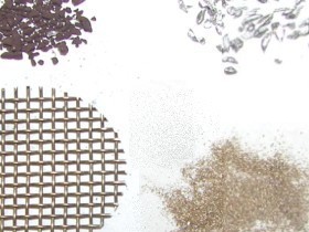samples of leaded particles and a screen