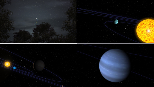 4 scenes from the exoplanet animation