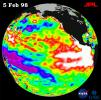 TOPEX/El Niño Watch - Warm Water Pool is Thinning, Feb, 5, 1998