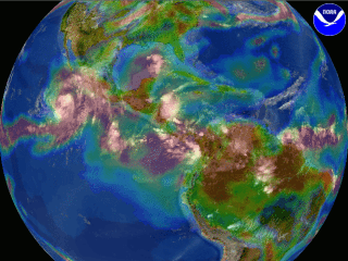 Caribbean regional imagery, 2000.6.14 at 1145Z with relative humidity.

