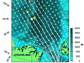 Map of the Artic Ocean that shows the proposed locations (yellow triangles) of the two ice-tethered profilers that will be installed by WHOI researchers in April 2007. Arrows show the direction of natural ice drifting. The red diamond shows the location of a European research camp planned for the Internation Polar Year.