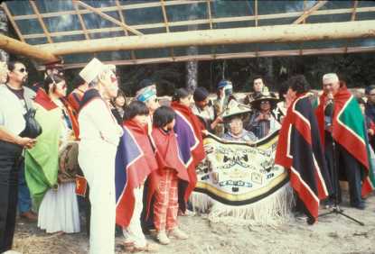 Celebration of Tlingit canoe construction in Bartlett Cove.