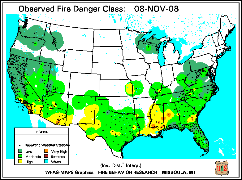 Fire Danger Rating Continental Map