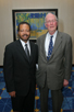 a photo of NIBIB Director Dr. Roderic Pettigrew standing with Dr. Charles Townes