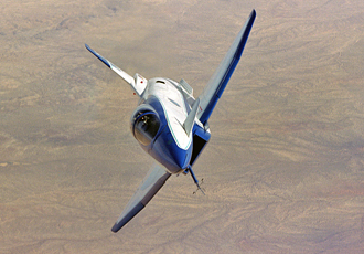 Front view of X-31 in flight