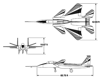 F-15B ACTIVE 3-view drawing