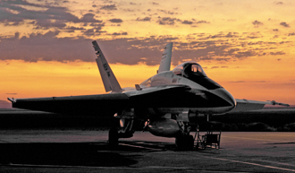 F-18B System Research Aircraft (SRA) at dawn