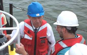 Sen Voinovich and Dr. Warren aboard the Lake Guardian