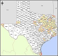 Mapa de condados declarados del emergencias 3171