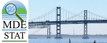 Images of the MDEStat Logo and the Chesapeake Bay Bridge on background