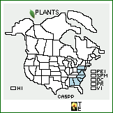 Distribution of Calystegia spithamaea (L.) Pursh ssp. purshiana (Wherry) Brummitt. . 