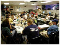 Crews from all local county and cities man the (New Hanover) County Emergency Operations Center in Wilmington