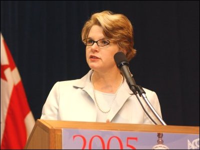 Secretary Spellings speaking at the Community College National Legislative Summit in Washington, D.C.