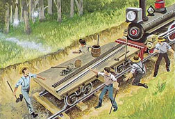 Land League attacking railroad workers