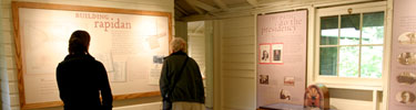 Exhibit panels at historic Rapidan Camp offer visitors an in-depth look at the Hoovers in Shenandoah.