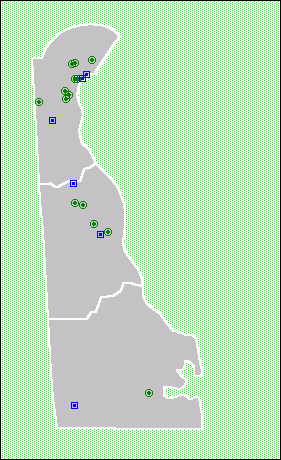 map of Delaware with proposed, final, and deleted NPL sites