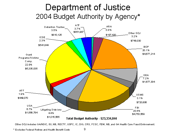DOJ 2004 Budget Authority by Agency