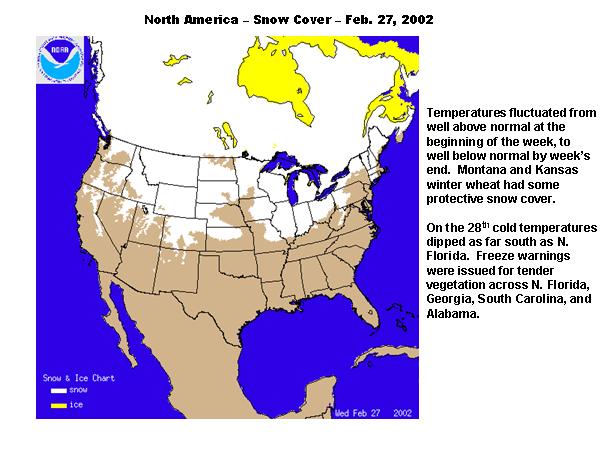 North America - Snow Cover Map for Feb. 27, 2002