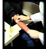 (Photograph of a lead test being administered)