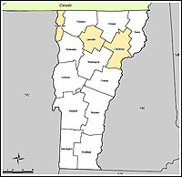 Map of Declared Counties for Disaster 1784