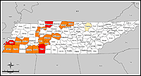 Map of Declared Counties for Disaster 1745