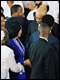 Secretary Paige greets Mrs. Coretta Scott King at Ebenezer Baptist Church.