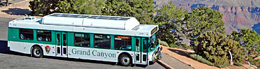 Shuttle bus by canyon rim
