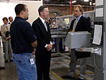 Congressman Lynch tours the ITT Integrated Structures facility with (from left to right) Jeremy Torman, Project Manager and Stephen Goodwin, Director and Site Manager