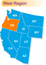 Regional map with Oregon highlighted