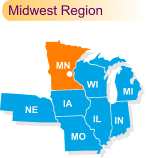 Regional map with Minnesota highlighted