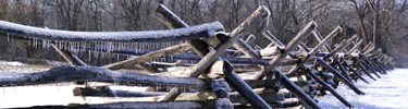 Ice covered historic fencing