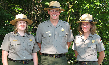 Three rangers (two women, one man) pose for a picture