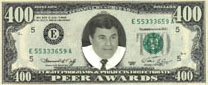 image of George Morrow's face in a fake 400 dollar bill