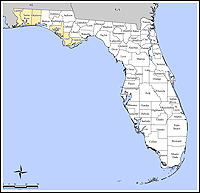 Mapa de condados declarados del desastre 1806