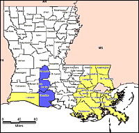 Map of Declared Counties for Disaster 1246