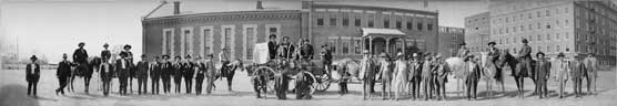 panoramic photo of deputy marshals lined up in front of courthouse