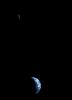 Crescent-shaped Earth and Moon