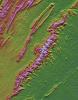 Shenandoah National Park, Virginia, Shaded Relief with Height as Color