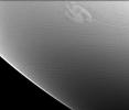 This image from shows a rare and powerful storm on the night side of Saturn (Limb View)